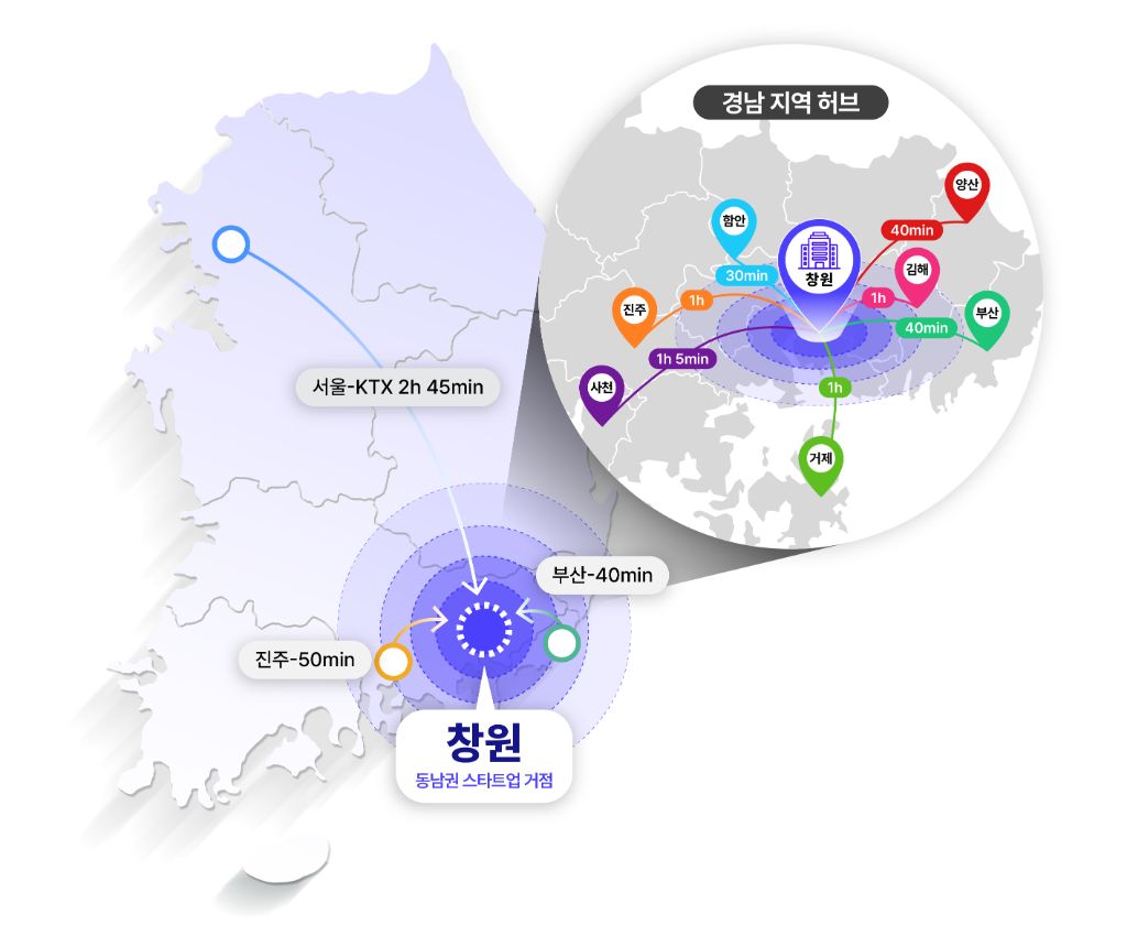 창원 거점 지도 - 경남 지역 허브